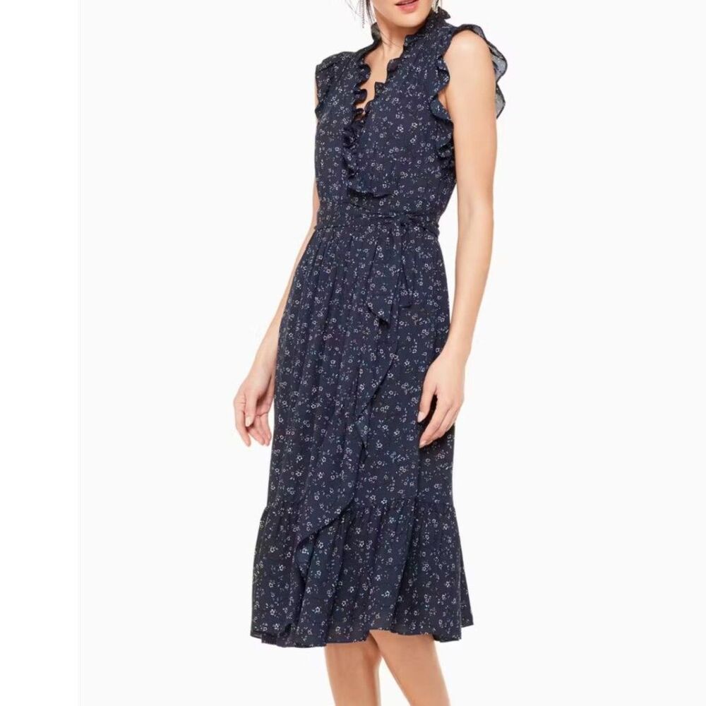 Kate Spade Out West Wild Rose Ruffle Flutter Wrap Dress Size 4 EUC
